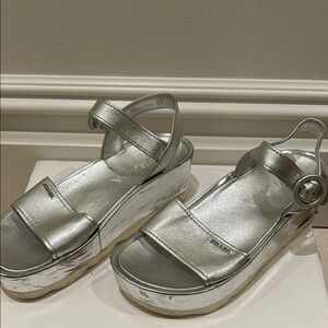Prada Silver Platform Sandals